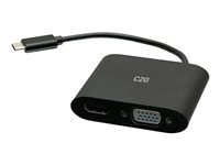 C2G USB C to HDMI & VGA Dual Monitor Adapter - 4K 30Hz - Black - Videokort - USB-C hane till HDMI, HD-15 (VGA) hona - svart - 4K30Hz stöd C2G29830